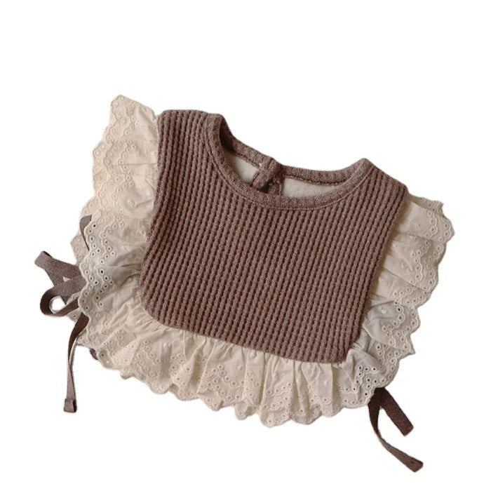2024 Autumn New Baby Girl Lace Vest Sweet Hollow Out Princess Sleeveless Outerwear Cotton Newborn Infant Bib Knitted Vest 0-3Y