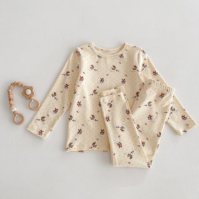 Children's Pajamas, Baby Autumn Clothes and Long Trousers, Kidsren's Home Clothes, Category a Pure Cotton Pajamas for Boys and Girls, Boys' Home Clothes