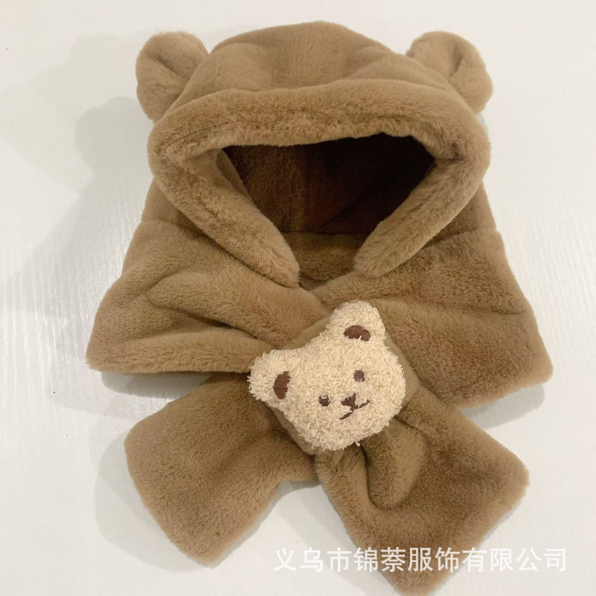Baby Hat and Scarf Integrated Autumn and Winter Boys and Girls Cute Super Cute fleece-lined Baby Outgoing Windproof Ear Protection Hat