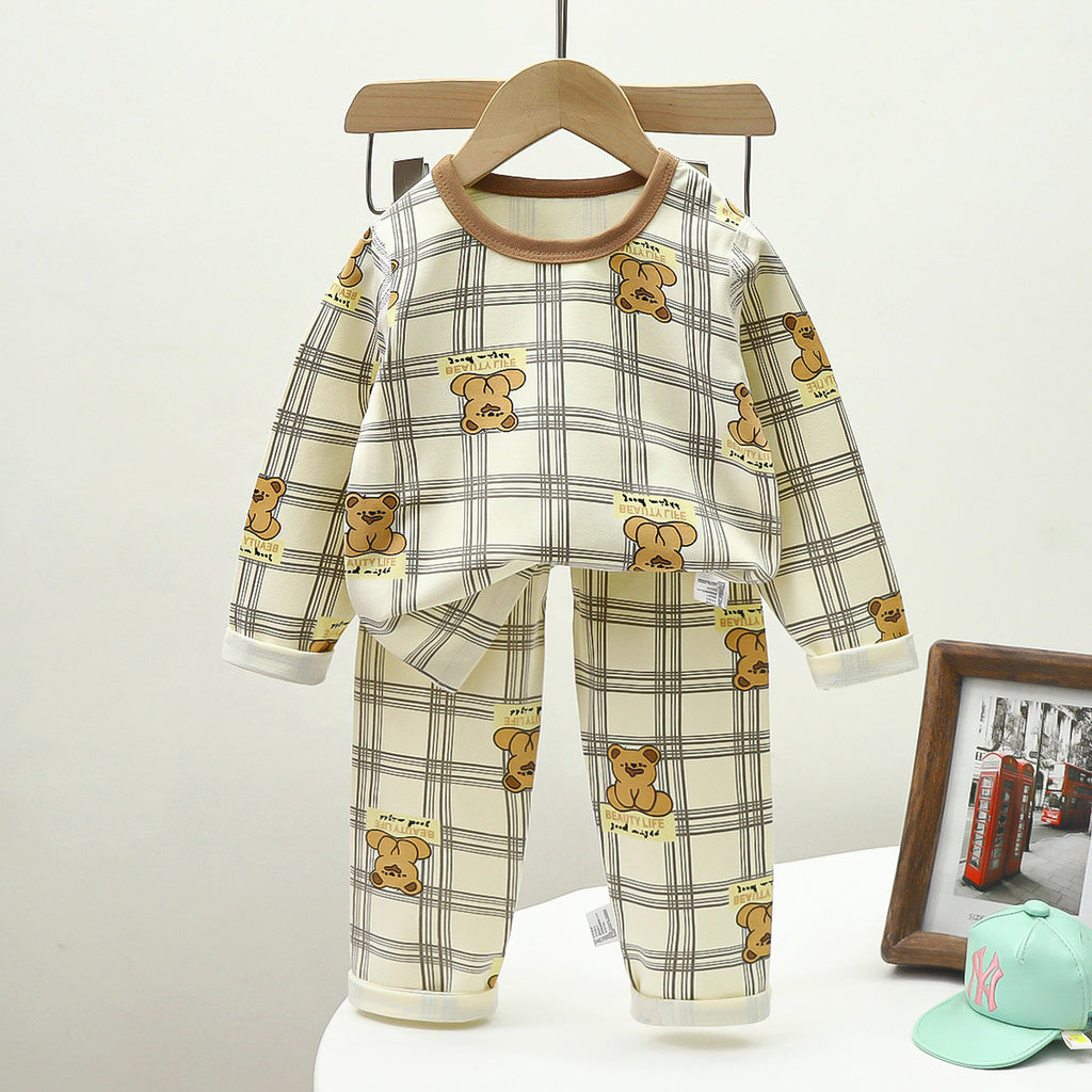 Children's Pajamas suit 2024 Autumn Baby Lycra Underwear Boys Home Clothes Girls Autumn Clothes Pants Children's Clothing Wholesale