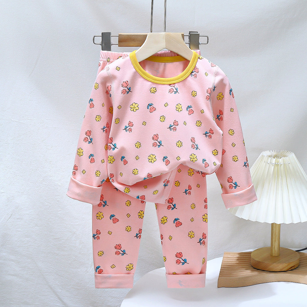 Children's Pajamas suit 2024 Autumn Baby Lycra Underwear Boys Home Clothes Girls Autumn Clothes Pants Children's Clothing Wholesale