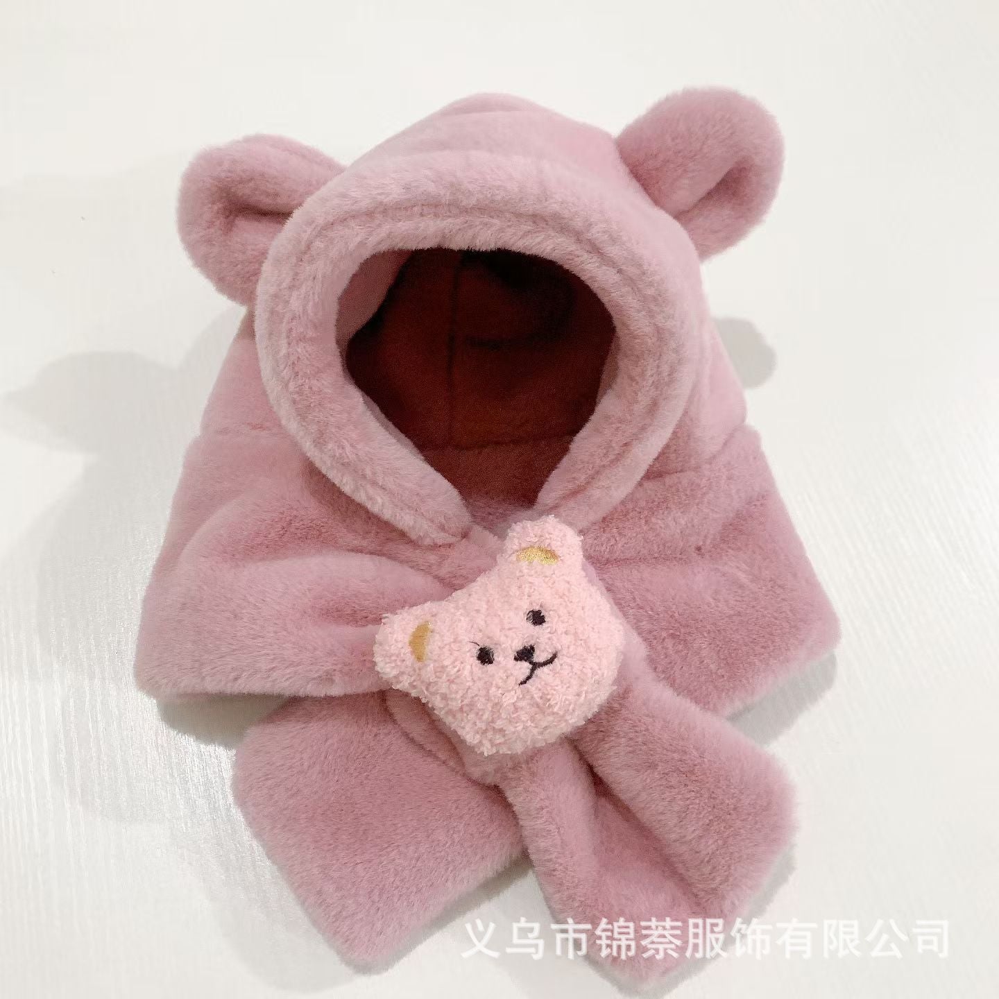 Baby Hat and Scarf Integrated Autumn and Winter Boys and Girls Cute Super Cute fleece-lined Baby Outgoing Windproof Ear Protection Hat