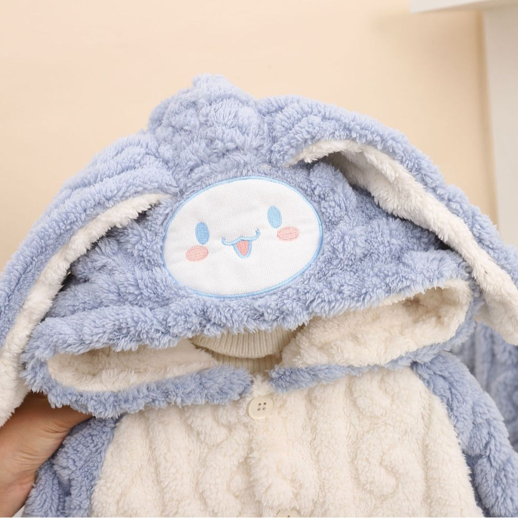 Girls' Home Clothes 2025 Autumn and Winter Baby Girl Coral Velvet Cute Hooded Super Soft Double-Sided Velvet Pajamas Two-Piece Set