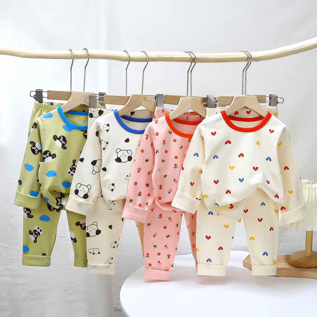 Children's Pajamas suit 2024 Autumn Baby Lycra Underwear Boys Home Clothes Girls Autumn Clothes Pants Children's Clothing Wholesale