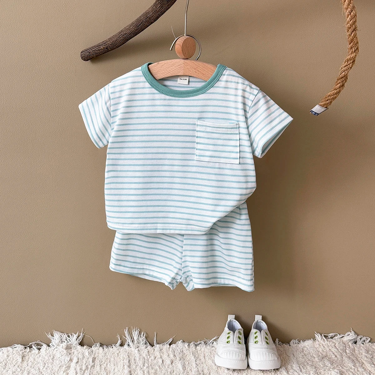 New Baby Boys Clothes Newborn Boys Girls Sets Casual Minimally Striped Design Top+Short Pants Infant Outfit Summer 2Pcs/Set