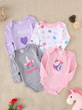 Baby girl clothes  Baby girl onesie 4PCS Spring/Autumn long-sleeved onesie Cotton fabric Suitable for 0-12 months