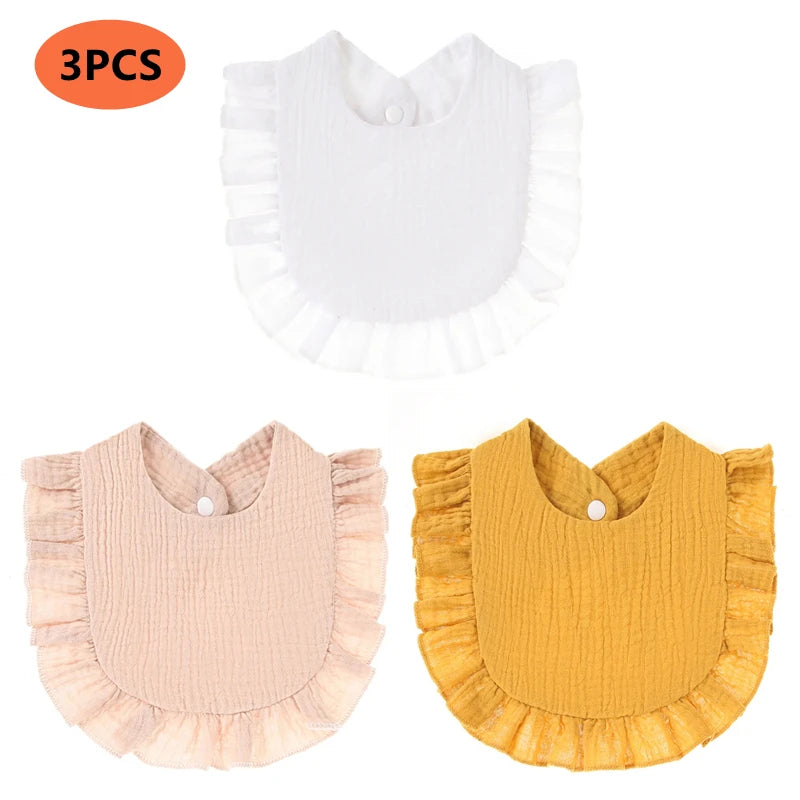 Baby Boy Girls Burp Cloths Lace Bibs Soft Cotton Adjustable Bib Newborn Stuff Toddler Burp Cloths Kids Feeding Saliva Towel