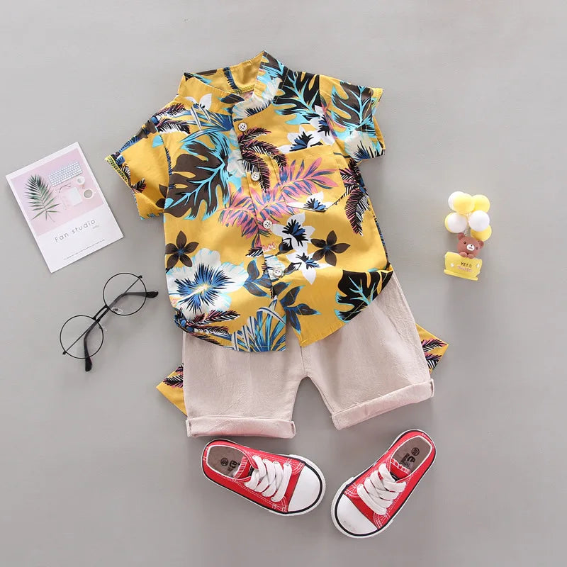 Baby Boy Clothes 0-5Y Summer New Beach Fashion Children Suits Boys Clothing Printed Shirts Short Sleeves Shorts Boys Two Pieces