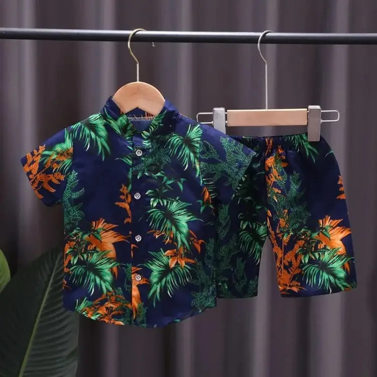 Baby Boy Clothes 0-5Y Summer New Beach Fashion Children Suits Boys Clothing Printed Shirts Short Sleeves Shorts Boys Two Pieces