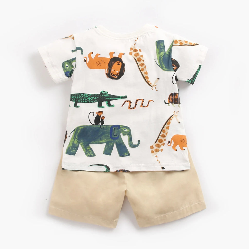 Cartoon Baby Boys Clothing Sets Cotton Tops + Shorts 2Pcs Casual Summer Short Sleeve