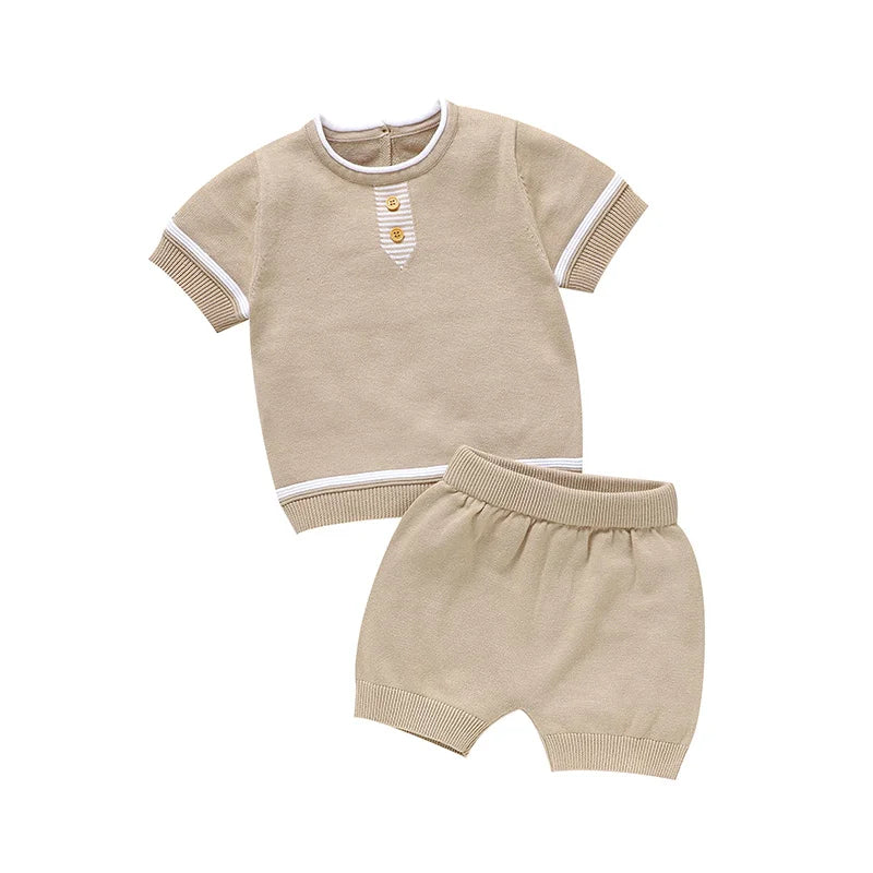 Baby Boys Clothes Sets Summer Cotton Knitted Short Sleeve T-Shirts+Shorts Newborn Infantil Tracksuits 0-18m Toddler Outfits 2pcs