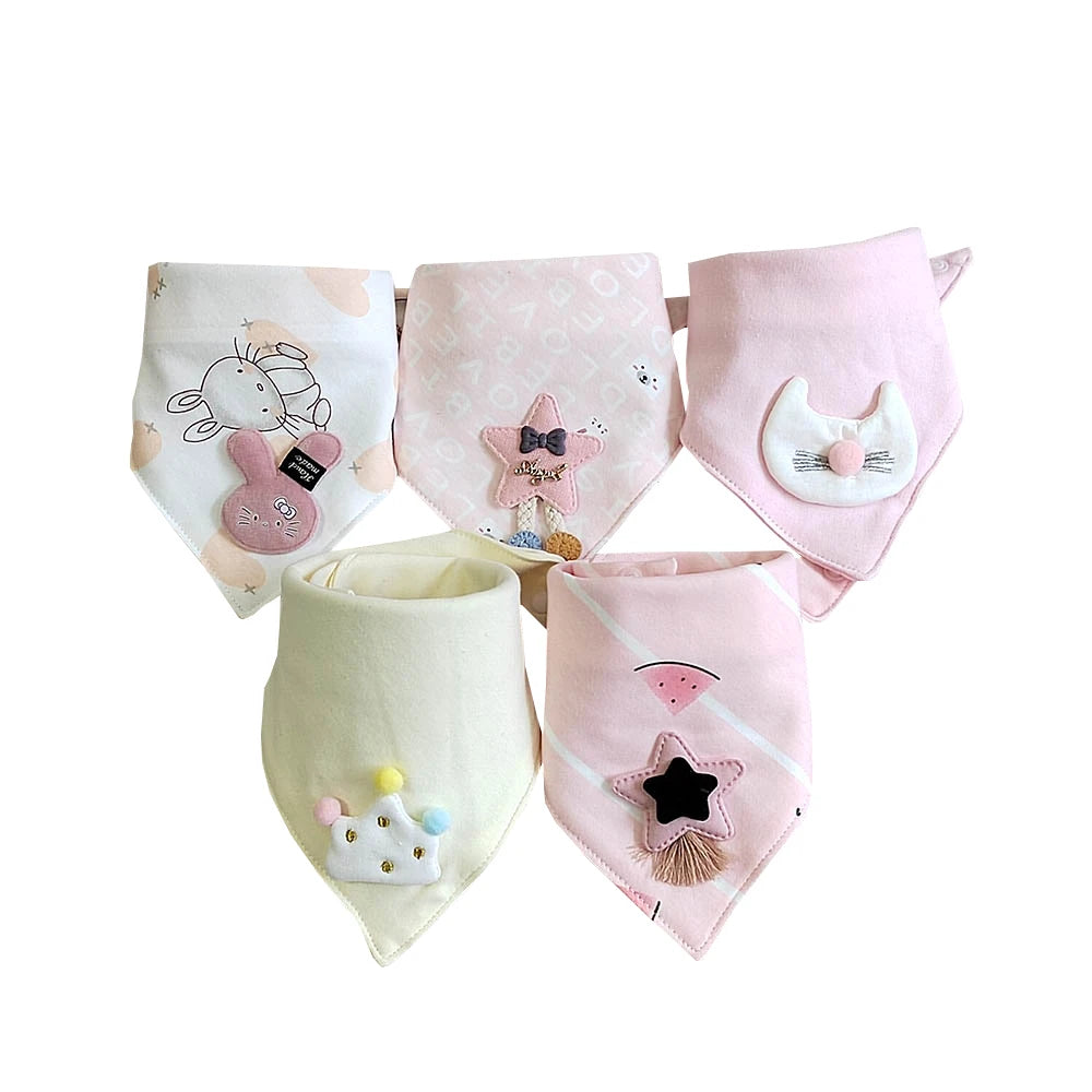 5Pieces/Lot Baby Girl Bib Cotton Triangle Infant Feeding Burp Cloth Teething Drool Boy Bib Newborn Accessories