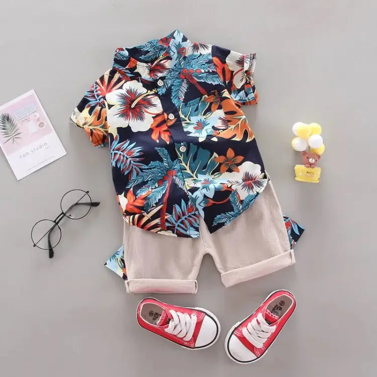 Baby Boy Clothes 0-5Y Summer New Beach Fashion Children Suits Boys Clothing Printed Shirts Short Sleeves Shorts Boys Two Pieces