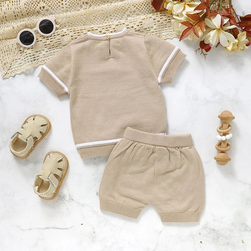 Baby Boys Clothes Sets Summer Cotton Knitted Short Sleeve T-Shirts+Shorts Newborn Infantil Tracksuits 0-18m Toddler Outfits 2pcs