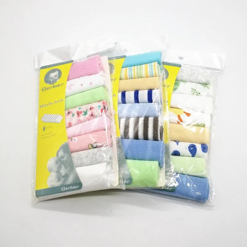8pcs/pack Newborn Baby Face Towel Baby Wash Cloth Infant Toddler Soft Bath Square Handkerchief Baby Wipe Mouth Washcloth