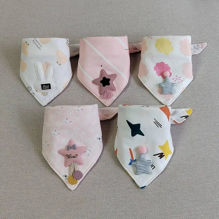 5Pieces/Lot Baby Girl Bib Cotton Triangle Infant Feeding Burp Cloth Teething Drool Boy Bib Newborn Accessories