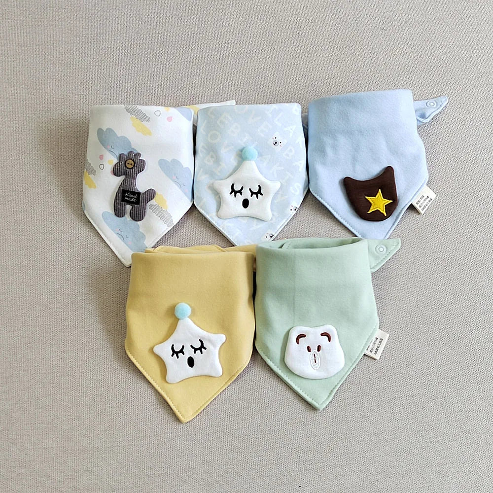 5Pieces/Lot Baby Girl Bib Cotton Triangle Infant Feeding Burp Cloth Teething Drool Boy Bib Newborn Accessories