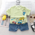 New Baby Boys Clothing Sets Summer Cartoon Car T Shirt +Denim Shorts Toddler Infant Kids Casual Infant Clothes Suits 1-5 Years