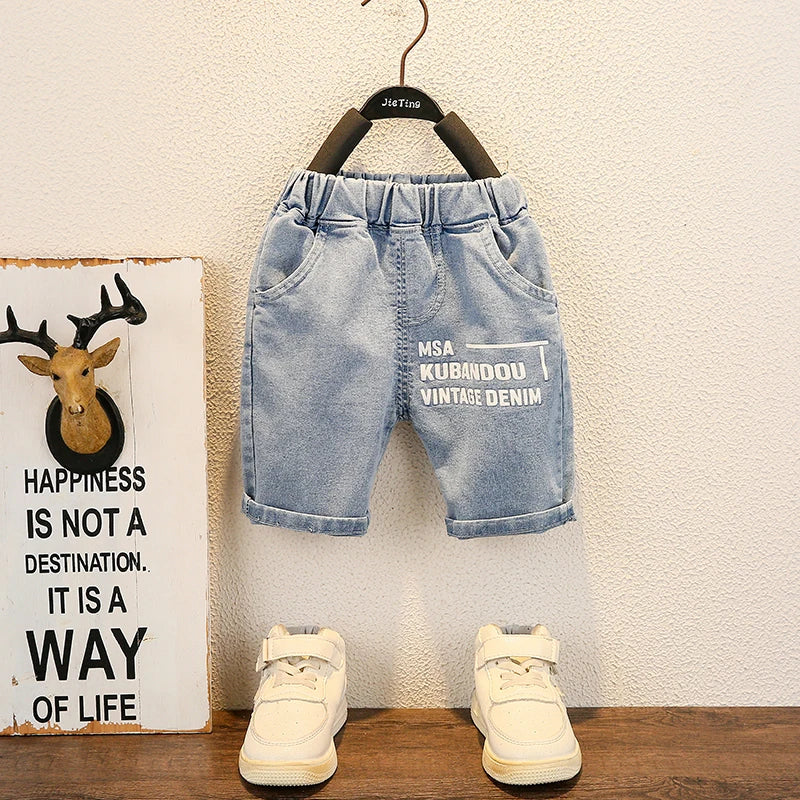 Fashion baby boys T-Shirt + Denim Shorts sets 0-6 Years Old Summer Little Children's girls Clothing suits
