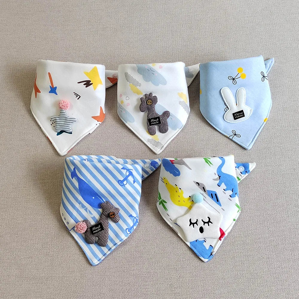 5Pieces/Lot Baby Girl Bib Cotton Triangle Infant Feeding Burp Cloth Teething Drool Boy Bib Newborn Accessories