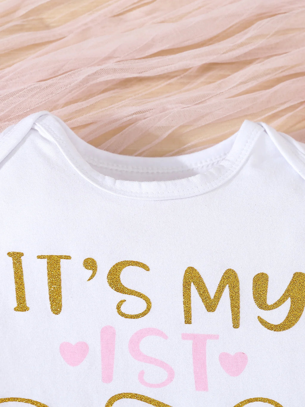 Baby Girl  Clothes Cute 1st Birthday Print Outfit Bodysuit  Sequin Bowknot  Mesh Tutu Skirt 3Pcs Toddler Girls Clothing Set