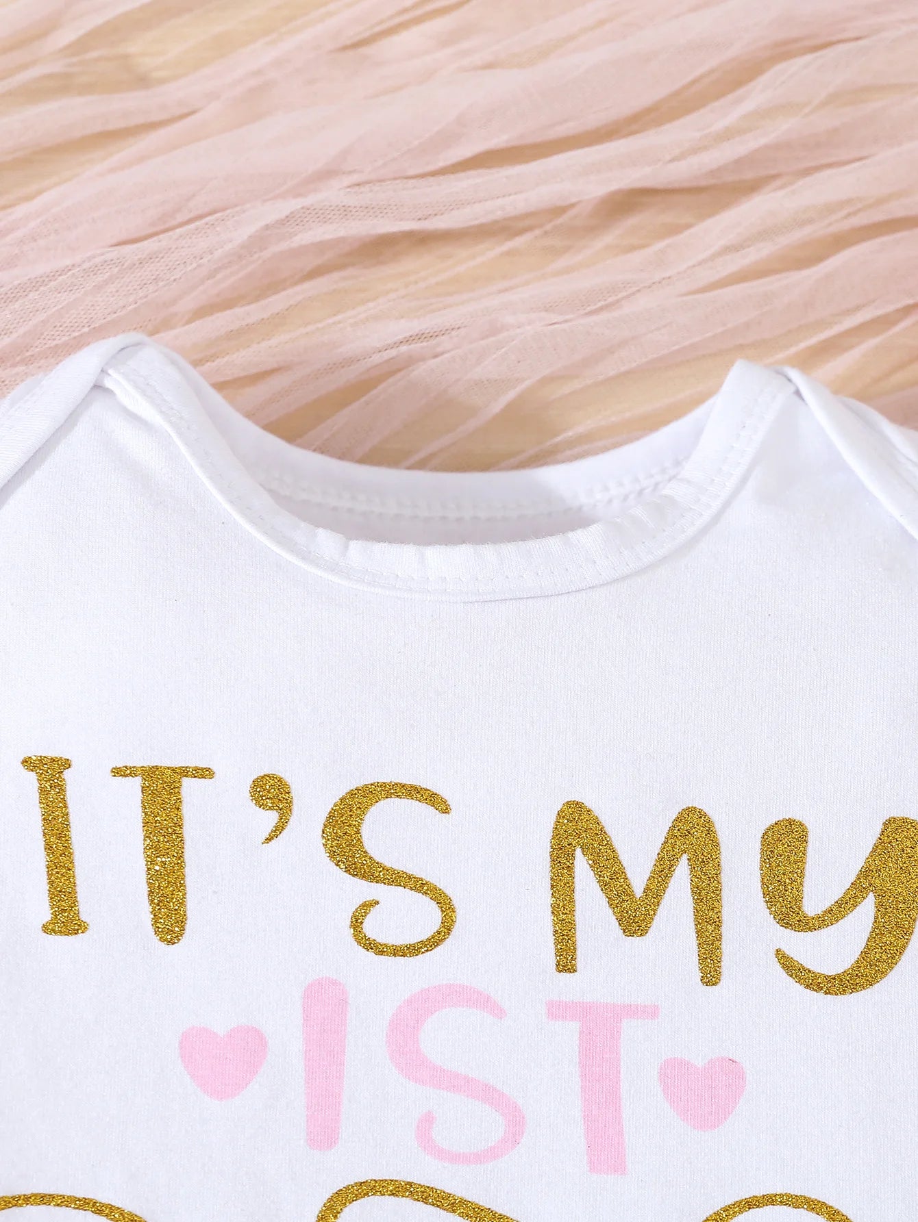 Baby Girl  Clothes Cute 1st Birthday Print Outfit Bodysuit  Sequin Bowknot  Mesh Tutu Skirt 3Pcs Toddler Girls Clothing Set