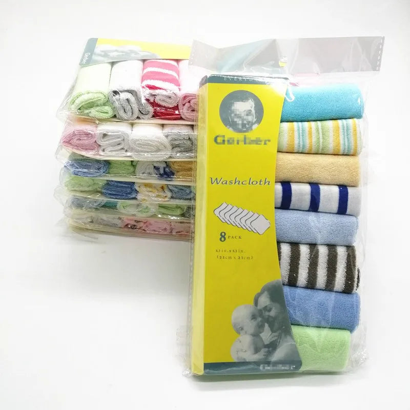 8pcs/pack Newborn Baby Face Towel Baby Wash Cloth Infant Toddler Soft Bath Square Handkerchief Baby Wipe Mouth Washcloth