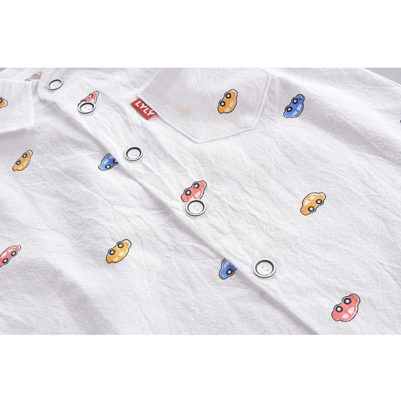 Baby Boys Clothing Set Spring Autumn New Full Print Cartoon Car Long Sleeve Shirt+Jeans 2Pcs For 1-4 Years Kids Casual Outfit