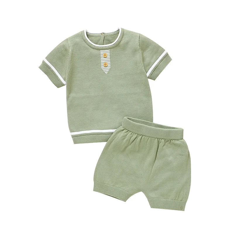 Baby Boys Clothes Sets Summer Cotton Knitted Short Sleeve T-Shirts+Shorts Newborn Infantil Tracksuits 0-18m Toddler Outfits 2pcs
