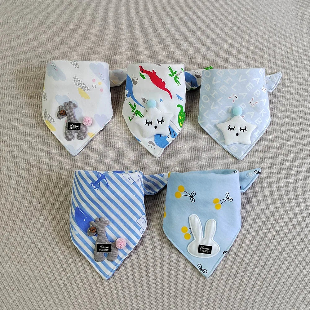 5Pieces/Lot Baby Girl Bib Cotton Triangle Infant Feeding Burp Cloth Teething Drool Boy Bib Newborn Accessories