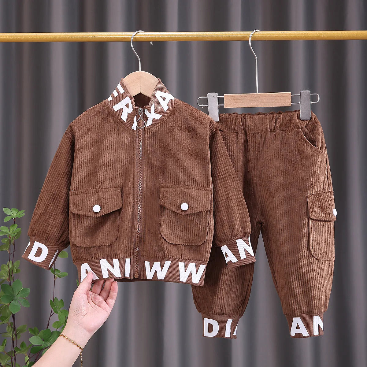 Toddler Baby Boys girl Clothes Set spring autumn corduroy Cartoon Clothing Sets Boys Hoodies Jacket And Pants Kids Suit 0-5Y