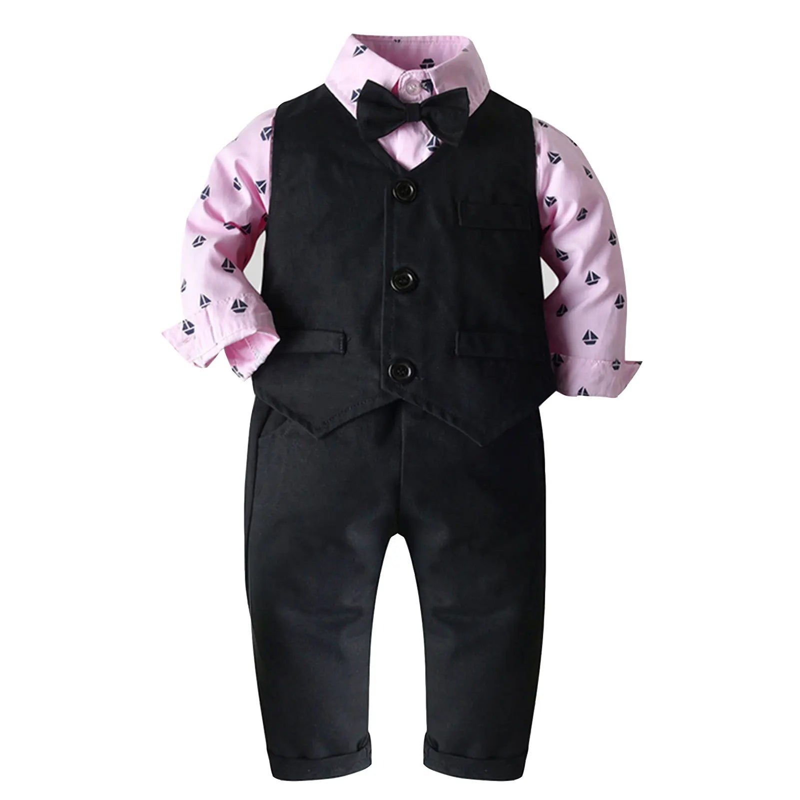 Baby Boys Suits Gentleman Shirt+Vest+Pants Toddlers Cotton Christening Wedding Birthday Clothing Set Formal Children's Suits