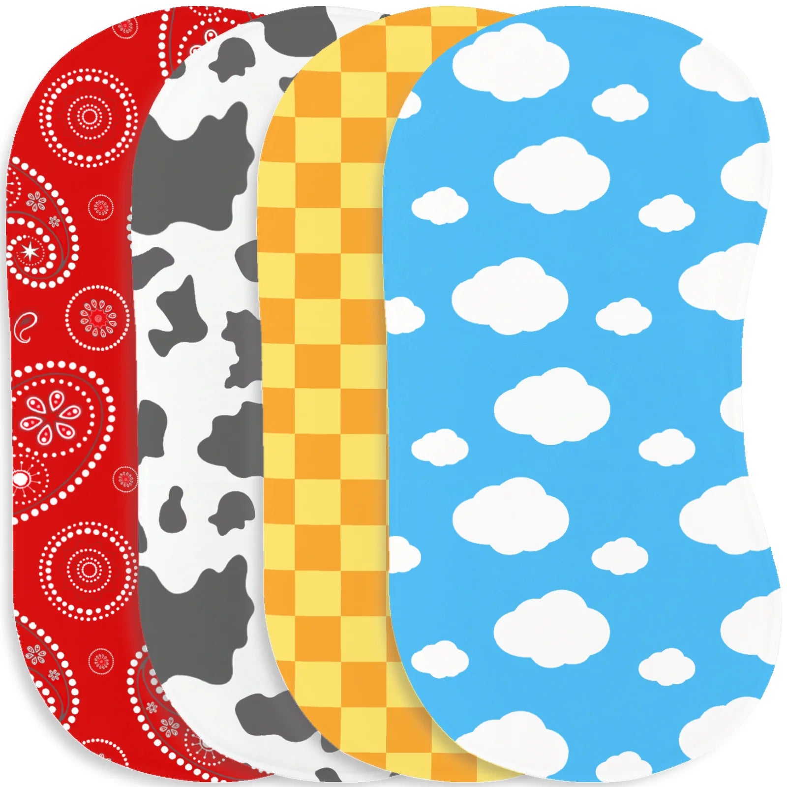 6/5/4Pcs Baby Burp Cloths Baseball Print Soft Cotton Newborn Bibs Absorbent Burpies For Infant Boy Girl Sports Theme Baby Shower