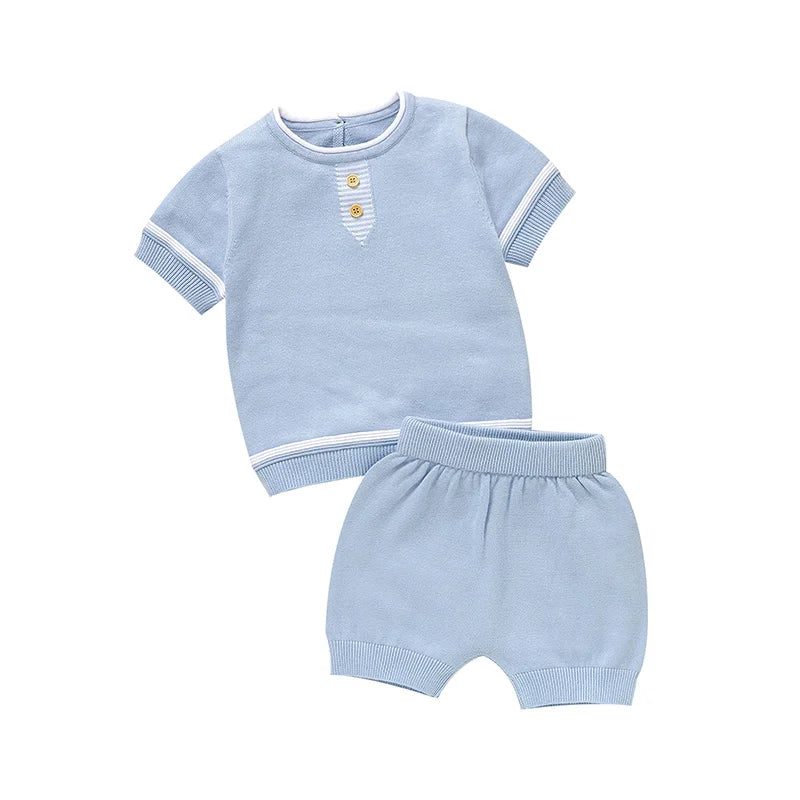 Baby Boys Clothes Sets Summer Cotton Knitted Short Sleeve T-Shirts+Shorts Newborn Infantil Tracksuits 0-18m Toddler Outfits 2pcs