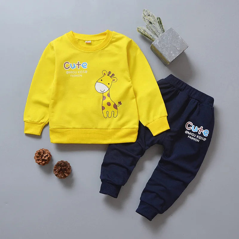 Toddler Baby Boys girl Clothes Set spring autumn corduroy Cartoon Clothing Sets Boys Hoodies Jacket And Pants Kids Suit 0-5Y