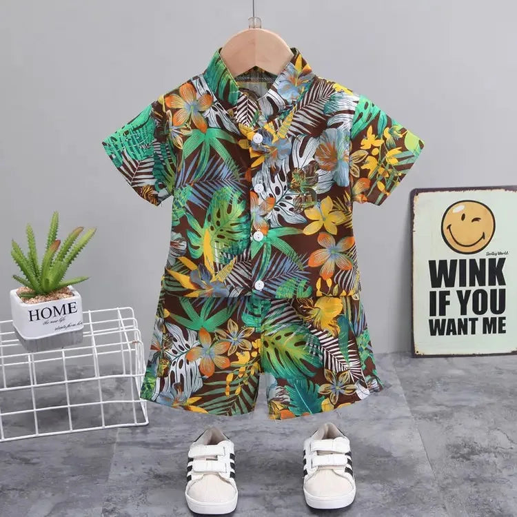 Baby Boy Clothes 0-5Y Summer New Beach Fashion Children Suits Boys Clothing Printed Shirts Short Sleeves Shorts Boys Two Pieces