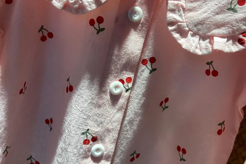 Spring Autumn New Baby's Girl Clothes Cherry Cardigan Shirt Coat for toddler Girl Baby Cloth Outfit wear Versatile Shirt blouse
