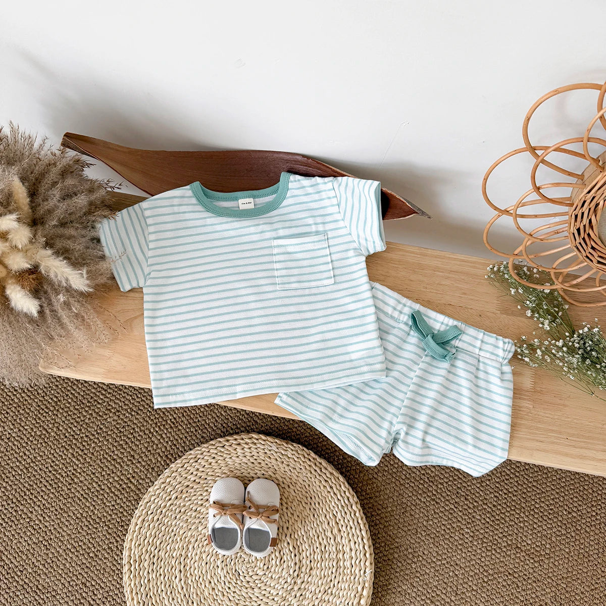 New Baby Boys Clothes Newborn Boys Girls Sets Casual Minimally Striped Design Top+Short Pants Infant Outfit Summer 2Pcs/Set