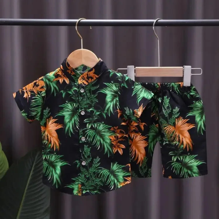 Baby Boy Clothes 0-5Y Summer New Beach Fashion Children Suits Boys Clothing Printed Shirts Short Sleeves Shorts Boys Two Pieces