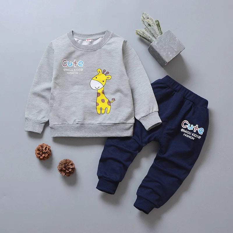 Toddler Baby Boys girl Clothes Set spring autumn corduroy Cartoon Clothing Sets Boys Hoodies Jacket And Pants Kids Suit 0-5Y