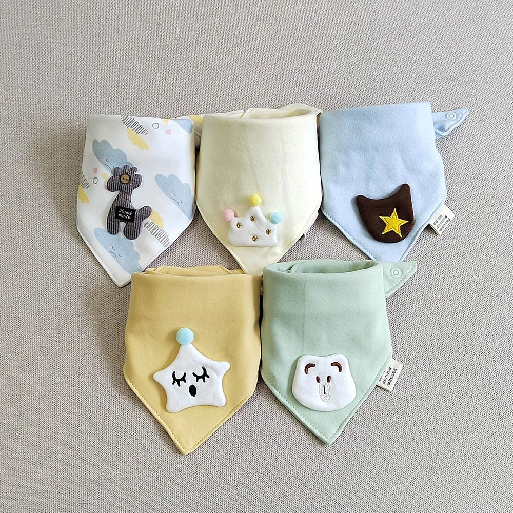 5Pieces/Lot Baby Girl Bib Cotton Triangle Infant Feeding Burp Cloth Teething Drool Boy Bib Newborn Accessories