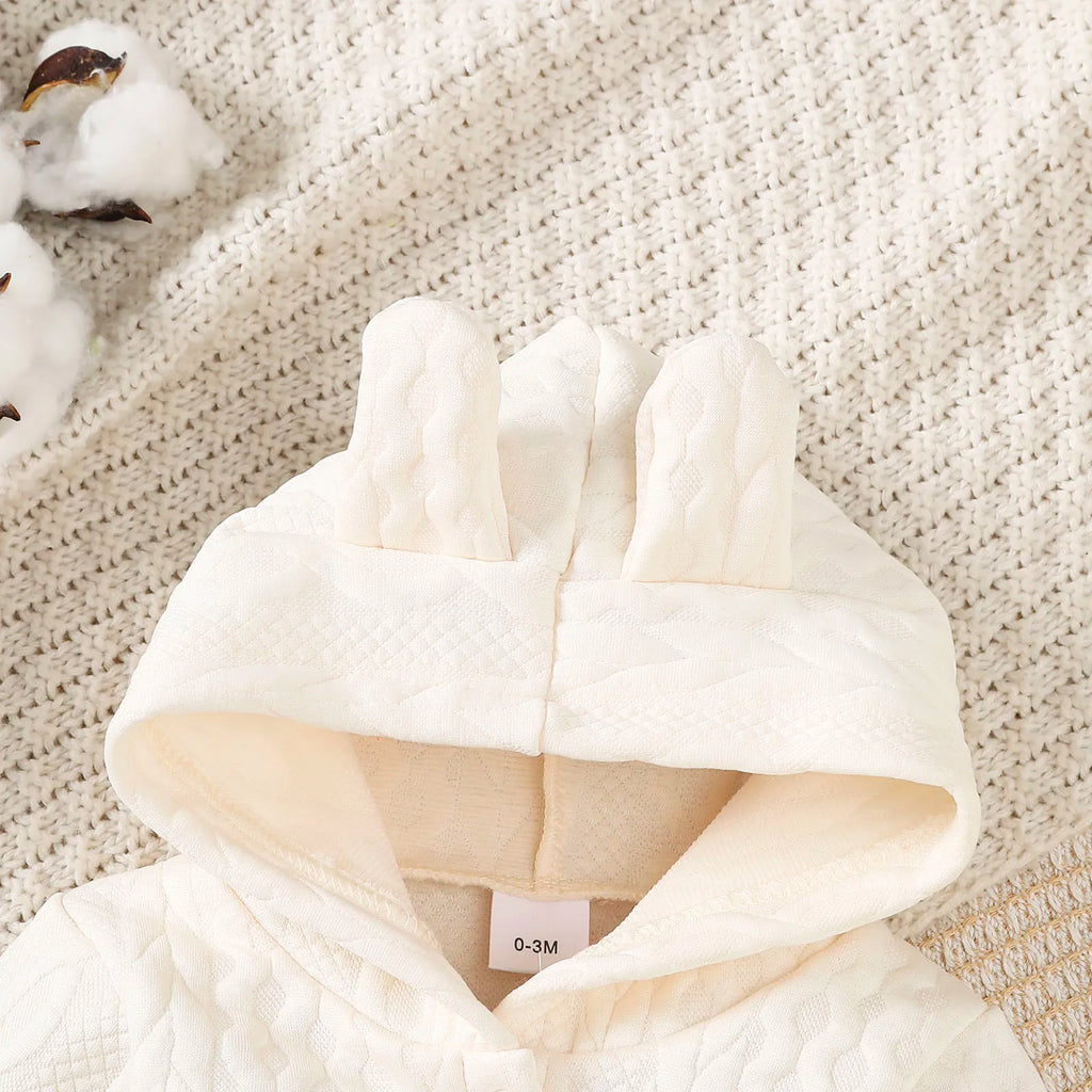 Newborn Baby boy Hooded Bodysuit Solid Color Twisted Jumpsuit suitable for Boys Boy 0-18 Months Spring Autumn Crawling Clothes